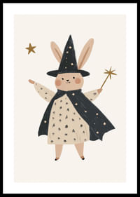 Un mignon lapin sorcier répand la magie des étoiles.-0