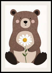 Medveď drží sedmokrásku s teplom a láskavosťou.-2