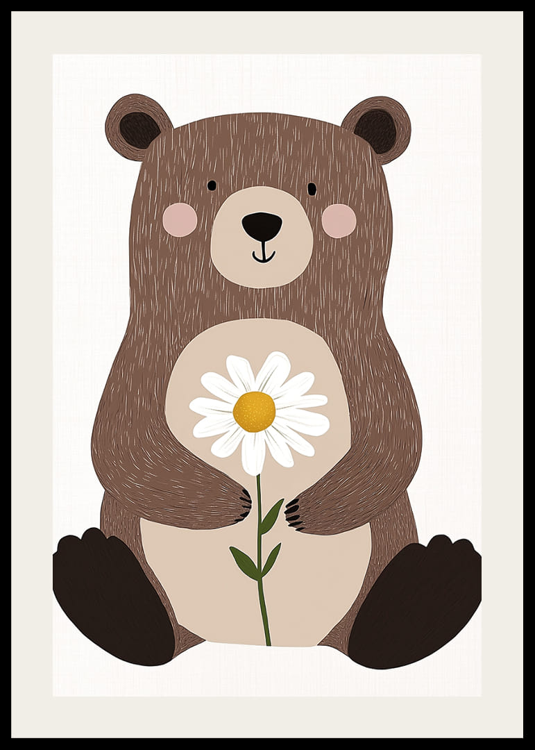 Medveď drží sedmokrásku s teplom a láskavosťou.-12