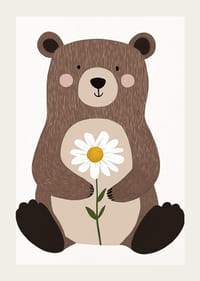 Medveď drží sedmokrásku s teplom a láskavosťou.-3