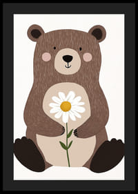 Medveď drží sedmokrásku s teplom a láskavosťou.-4