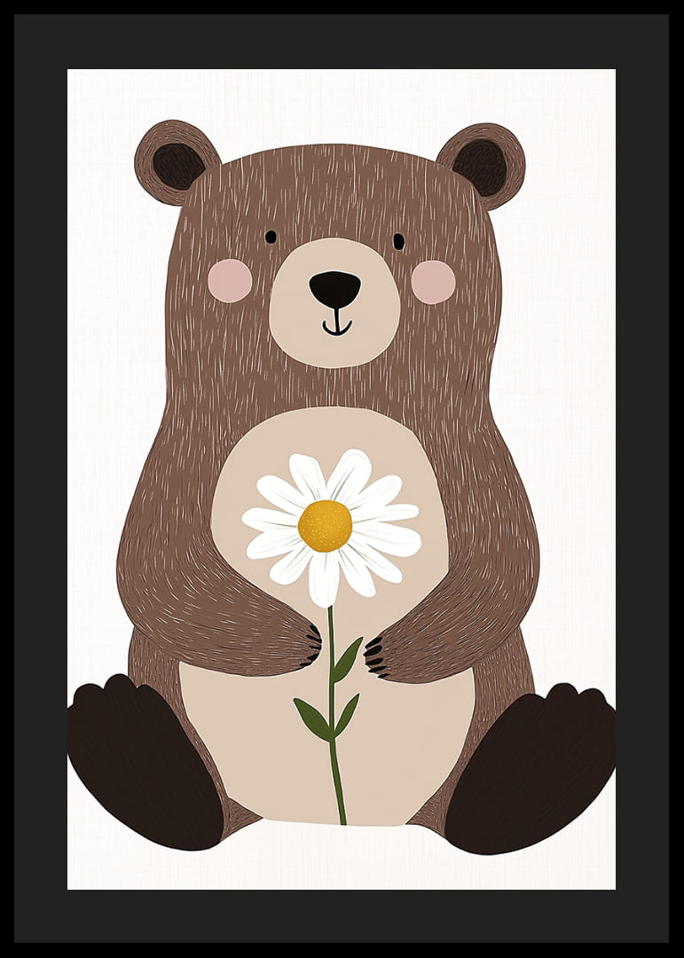 Medveď drží sedmokrásku s teplom a láskavosťou.-12