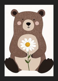 Medveď drží sedmokrásku s teplom a láskavosťou.-5