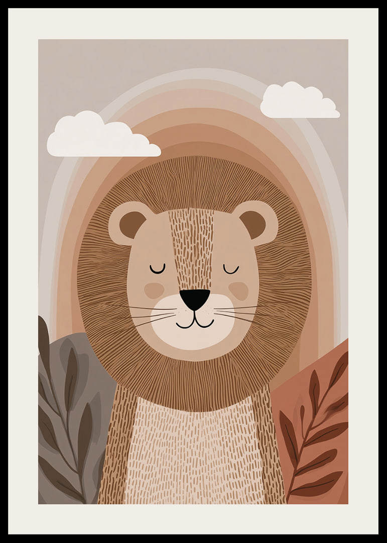 A lion in calm, earthy tones creates a harmonious atmosphere.-12