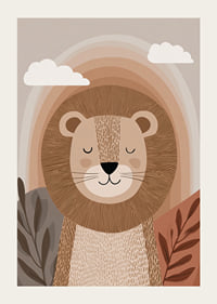 A lion in calm, earthy tones creates a harmonious atmosphere.-3