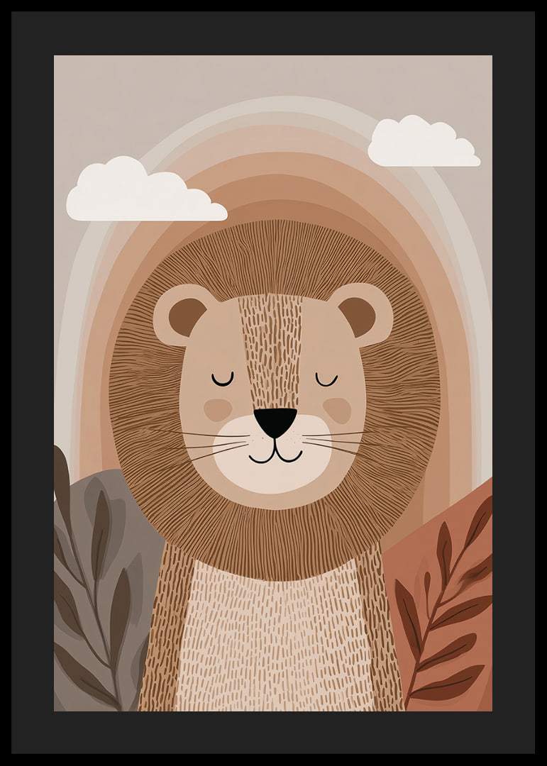 A lion in calm, earthy tones creates a harmonious atmosphere.-12