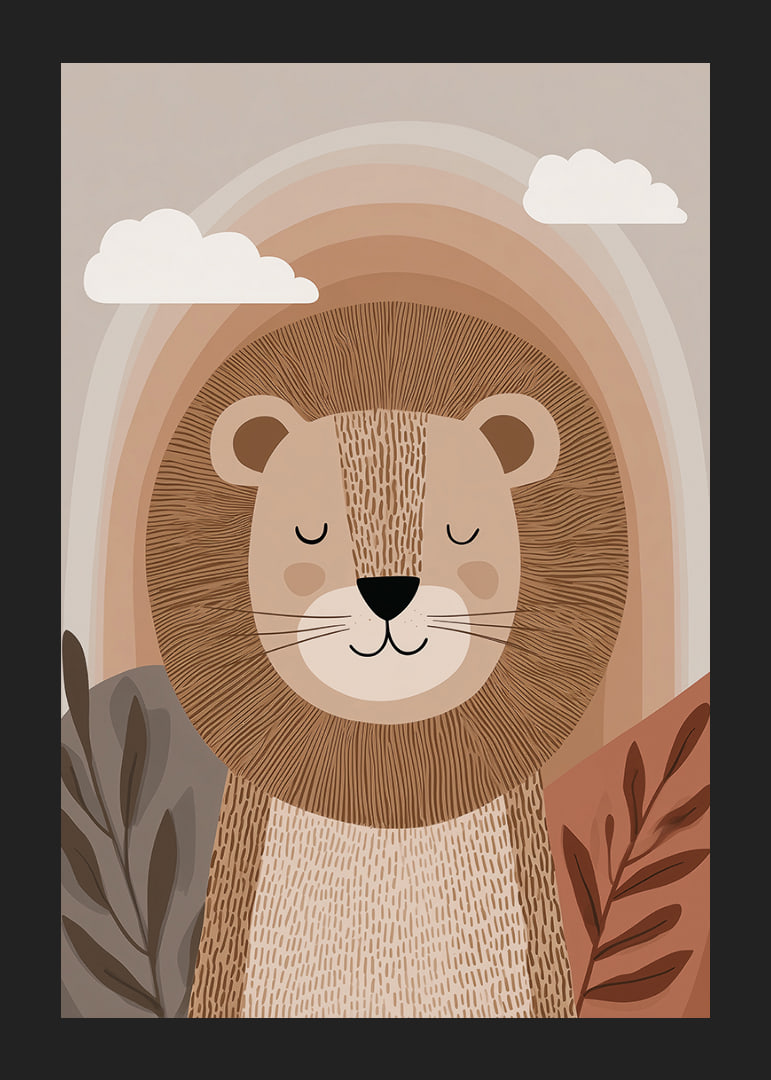 A lion in calm, earthy tones creates a harmonious atmosphere.-12