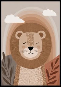 Un lion aux tons calmes et terreux crée une atmosphère harmonieuse.-2