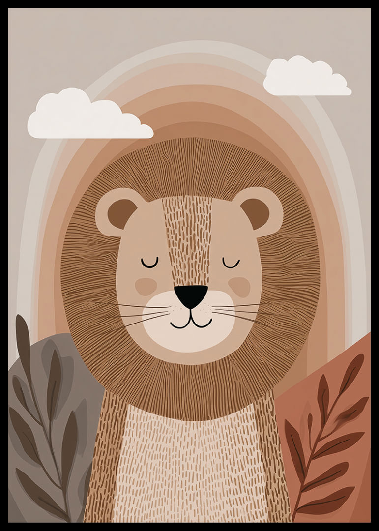 Un lion aux tons calmes et terreux crée une atmosphère harmonieuse.-12