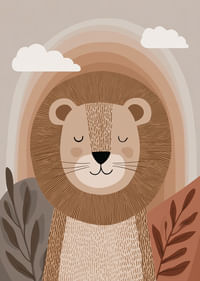 Un lion aux tons calmes et terreux crée une atmosphère harmonieuse.-3