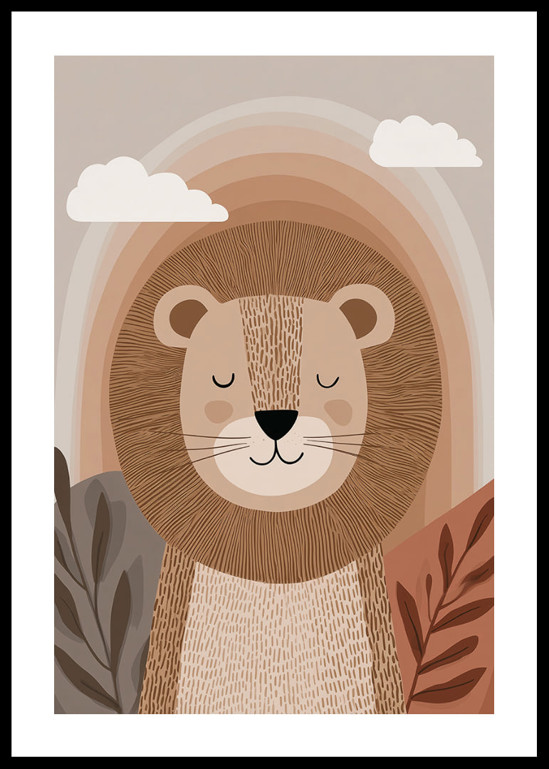 A lion in calm, earthy tones creates a harmonious atmosphere.-12
