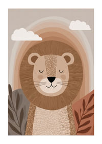 Un lion aux tons calmes et terreux crée une atmosphère harmonieuse.-1