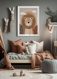 Un lion aux tons calmes et terreux crée une atmosphère harmonieuse.-4