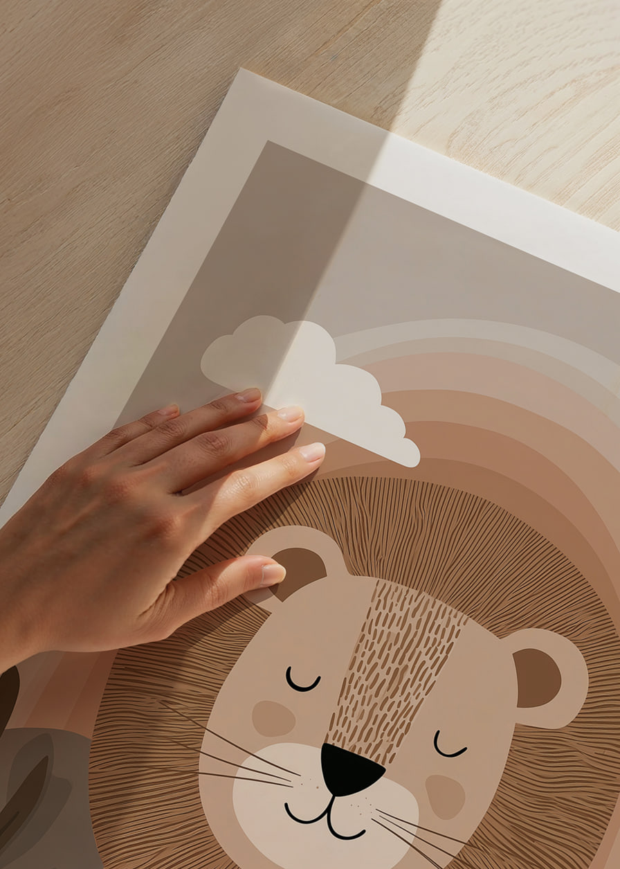 A lion in calm, earthy tones creates a harmonious atmosphere.-12