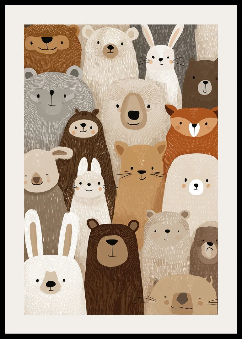 A charming collection of forest animals in soft tones.-12