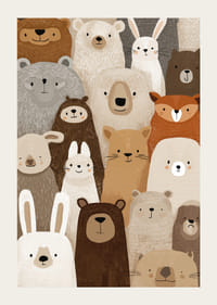 Een betoverende verzameling bosdieren in zachte tinten.-3