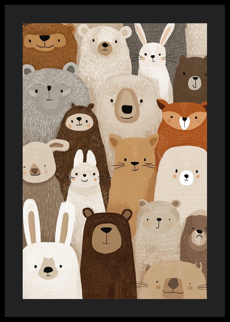 Een betoverende verzameling bosdieren in zachte tinten.-12