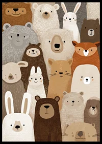A charming collection of forest animals in soft tones.-6