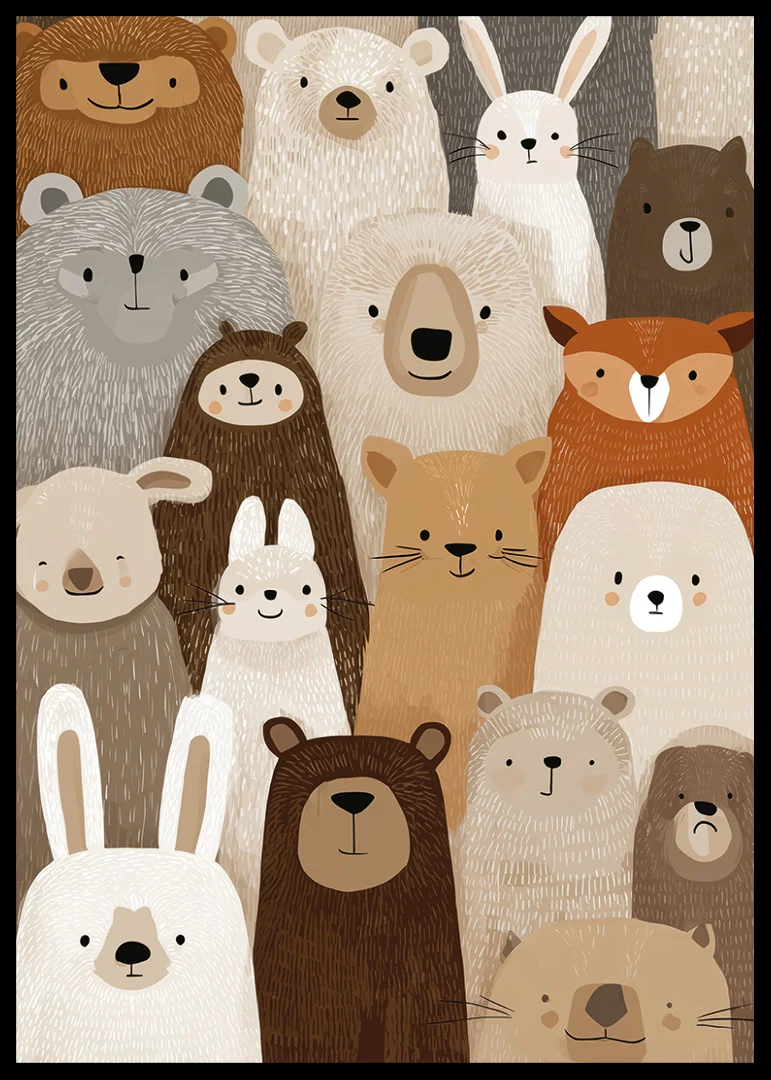 A charming collection of forest animals in soft tones.-12