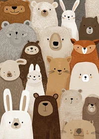 A charming collection of forest animals in soft tones.-7