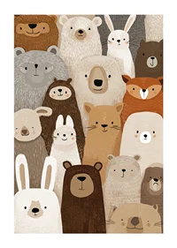 A charming collection of forest animals in soft tones.-1