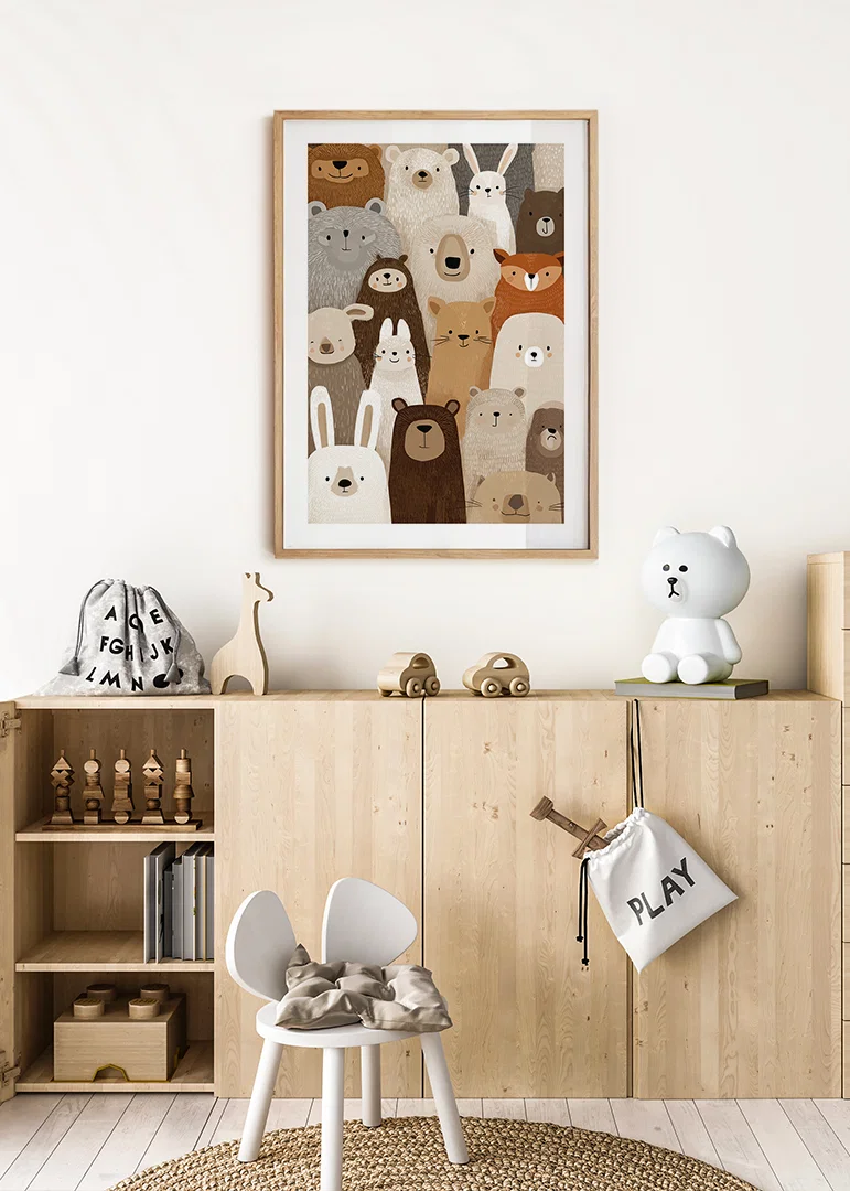 A charming collection of forest animals in soft tones.-12