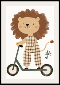 Charmante Löwenfigur auf einem Roller verbreitet spielerische Freude.-2