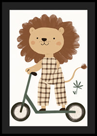 Charming lion figure on a scooter spreads playful joy.-4