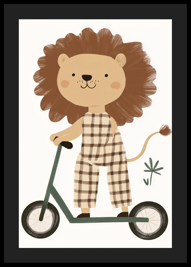 Charming lion figure on a scooter spreads playful joy.-12