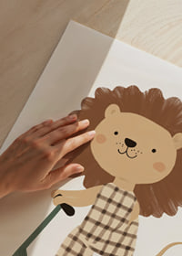 Charming lion figure on a scooter spreads playful joy.-9