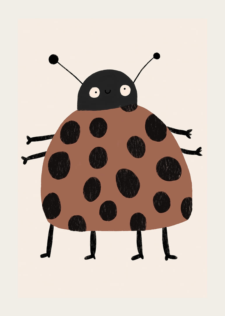 Sjarmerende marihøne med muntre prikker og leken stil.-12