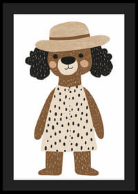 Charmant chien en chapeau et robe répandant la joie.-4