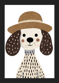 Očarujúci pes so škvrnitou srsťou a slameným klobúkom šíri radosť.-5