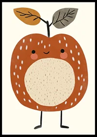 Charming cartoon apple with a smile and leafy tops.-6