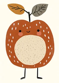 Charming cartoon apple with a smile and leafy tops.-7
