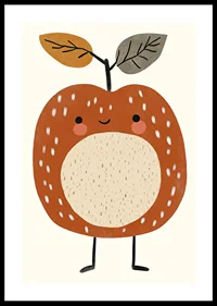 Charming cartoon apple with a smile and leafy tops.-0
