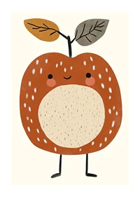Charming cartoon apple with a smile and leafy tops.-1