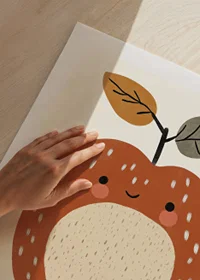 Charming cartoon apple with a smile and leafy tops.-9