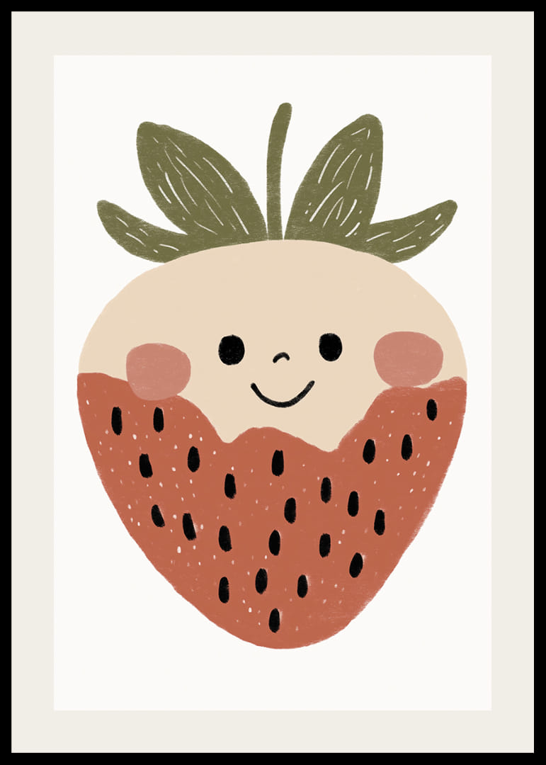 Aranyos és játékos eper boldog arccal.-12