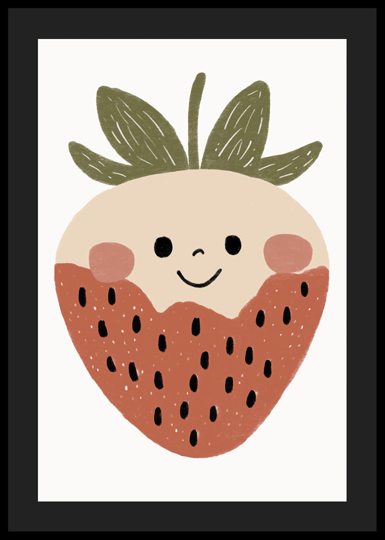 Aranyos és játékos eper boldog arccal.-12