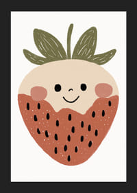 Aranyos és játékos eper boldog arccal.-5