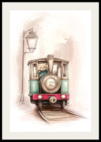 A charming train journey with a teddy bear at the helm.-2