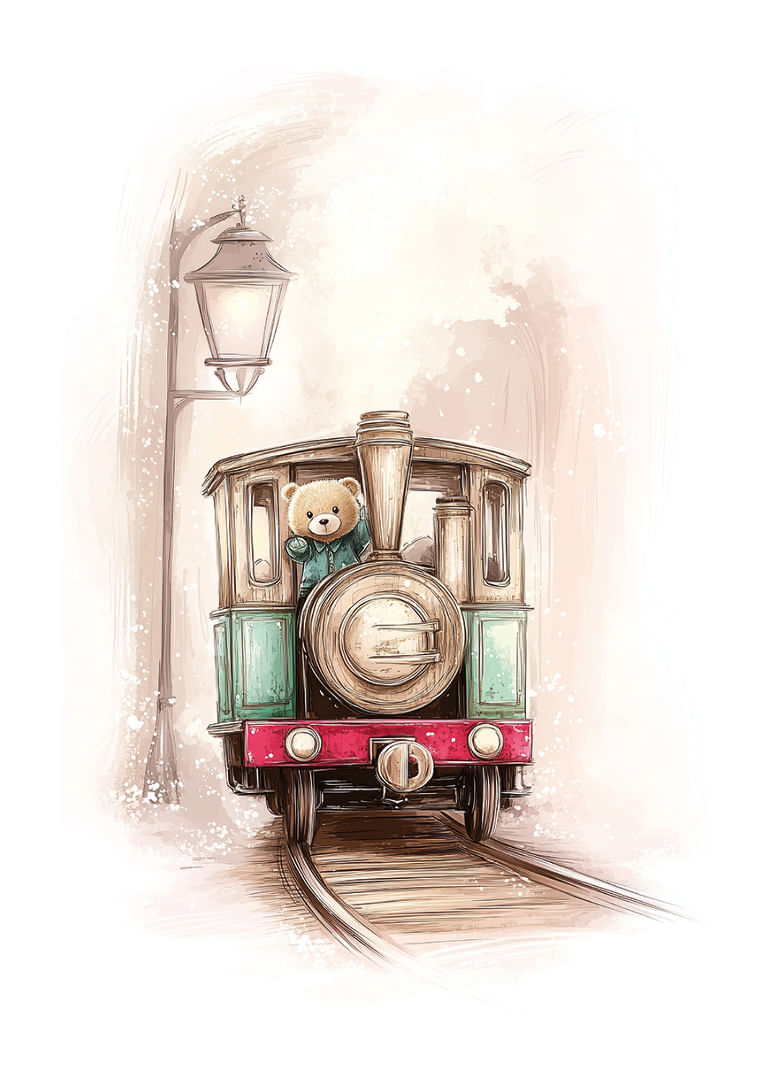 Een charmante treinreis met een teddybeer aan het roer.-12