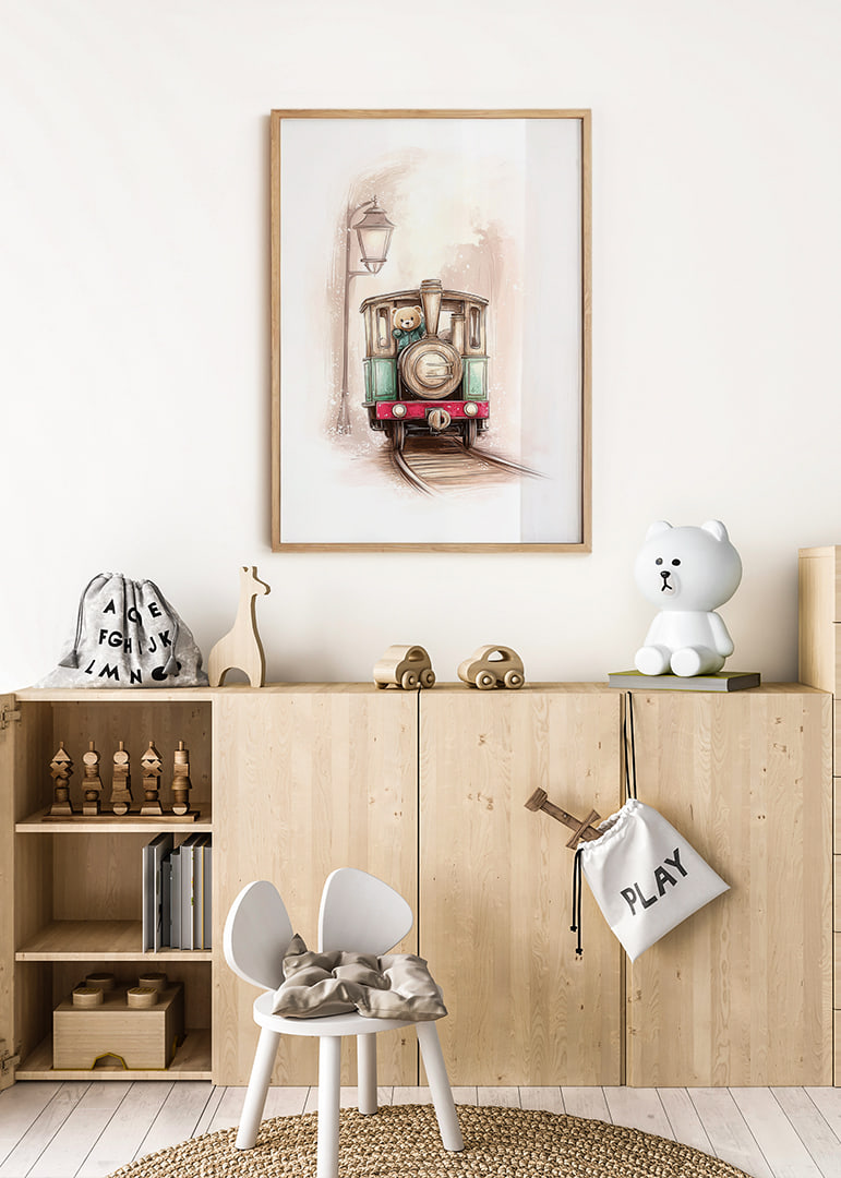 A charming train journey with a teddy bear at the helm.-12