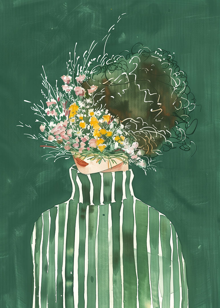 Gezicht met een explosie van lentebloemen-12