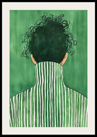 Egy személy, széles vonalakkal zöld háttér előtt.-2