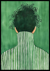 Une personne avec des lignes épurées sur un fond vert.-2