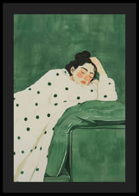 Lepäävä hahmo rauhoittavien vihreiden sävyjen syleilyssä.-4