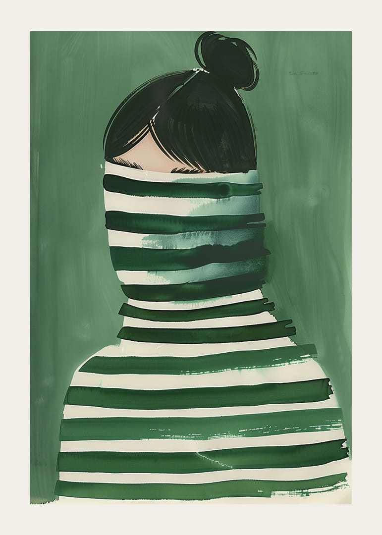 Elegante mysterie in groene tinten en gestreepte lijnen.-12