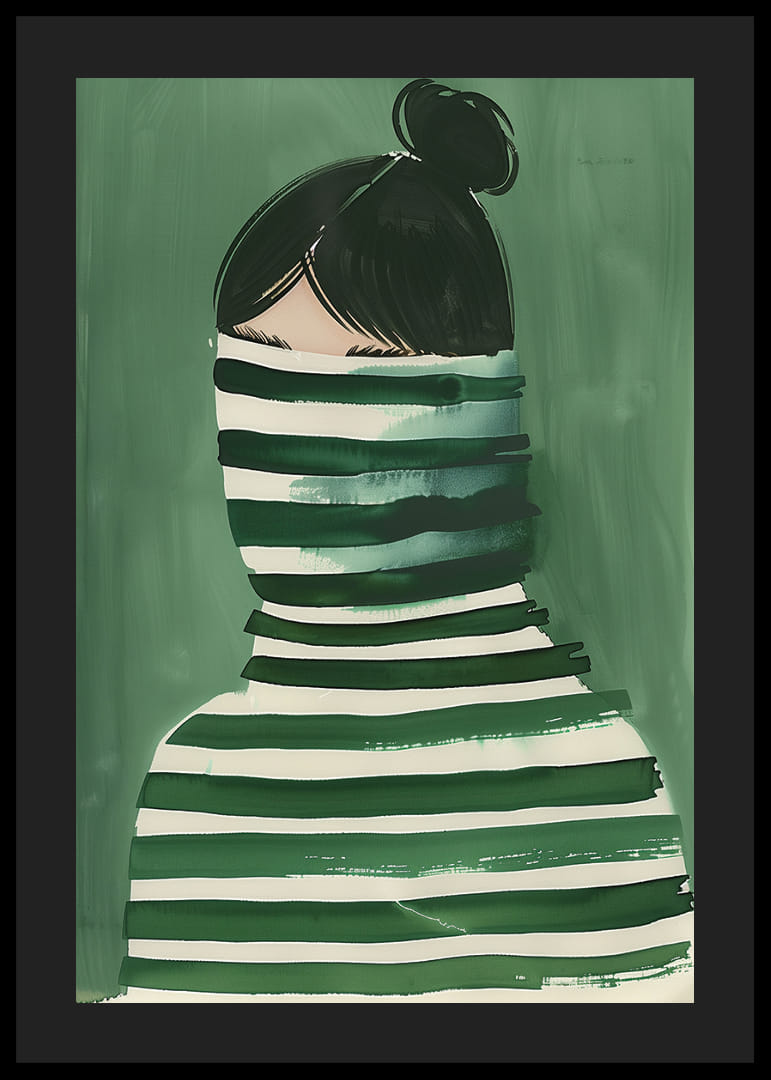 Elegante mysterie in groene tinten en gestreepte lijnen.-12